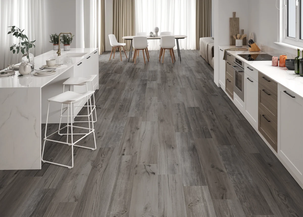 Gres Colorker HAMILTON efekt drewno - aranzacja w eleganckiej lazience