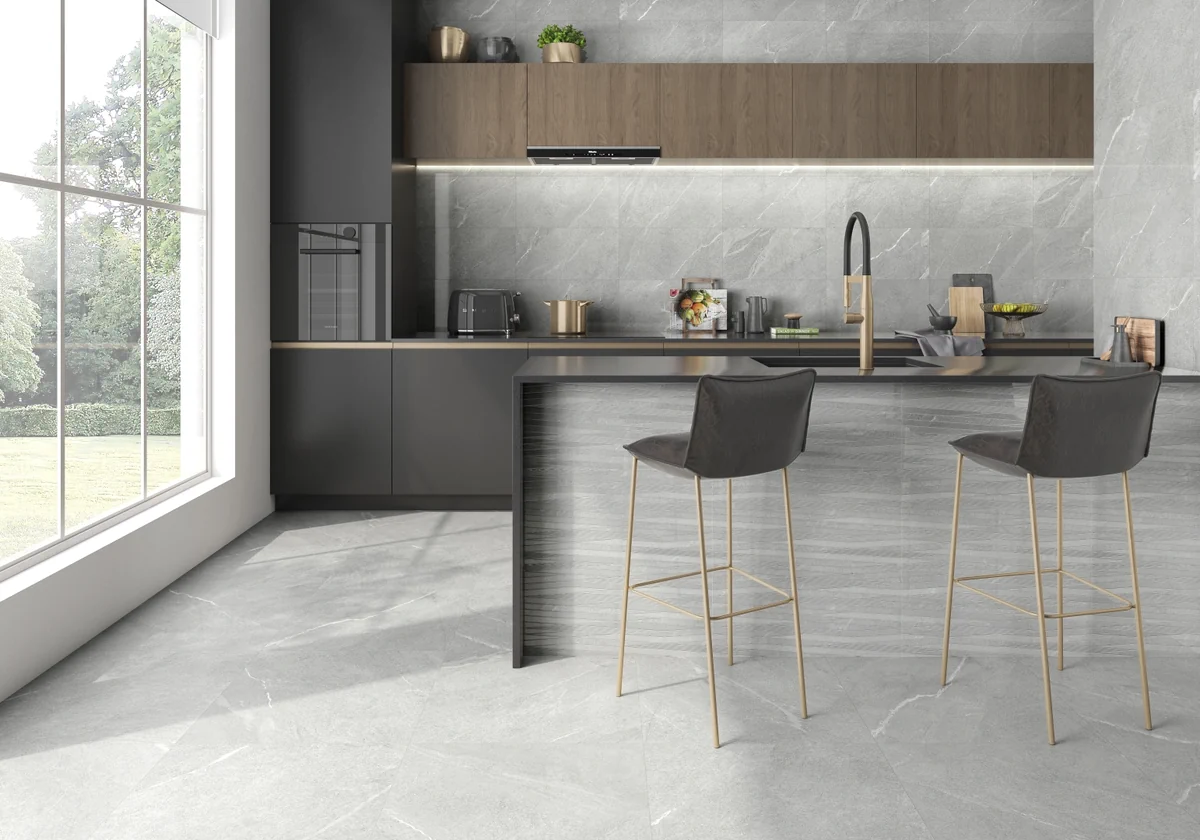 Gres Colorker DHARA efekt kamień - aranzacja w eleganckiej lazience