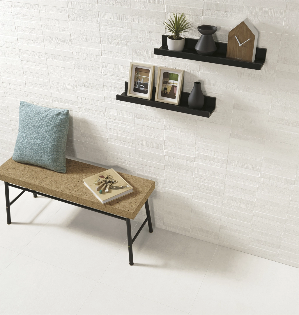 Gres Colorker CONCEPT efekt beton - aranzacja w przy kominku