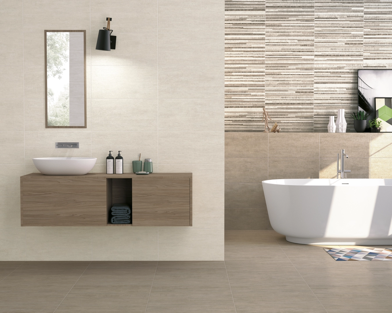 Gres Colorker CONCEPT efekt beton - aranzacja w eleganckiej lazience