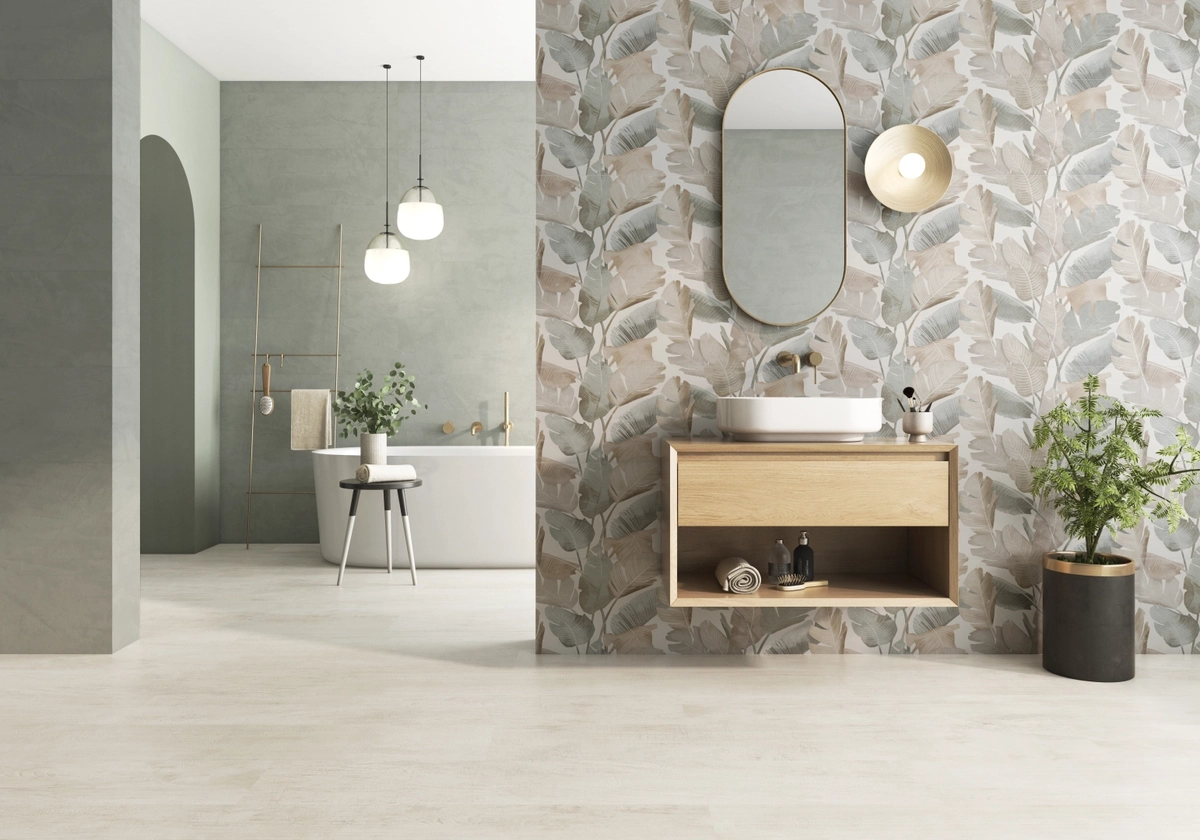 Gres Colorker ENYA efekt beton - aranzacja w eleganckiej lazience