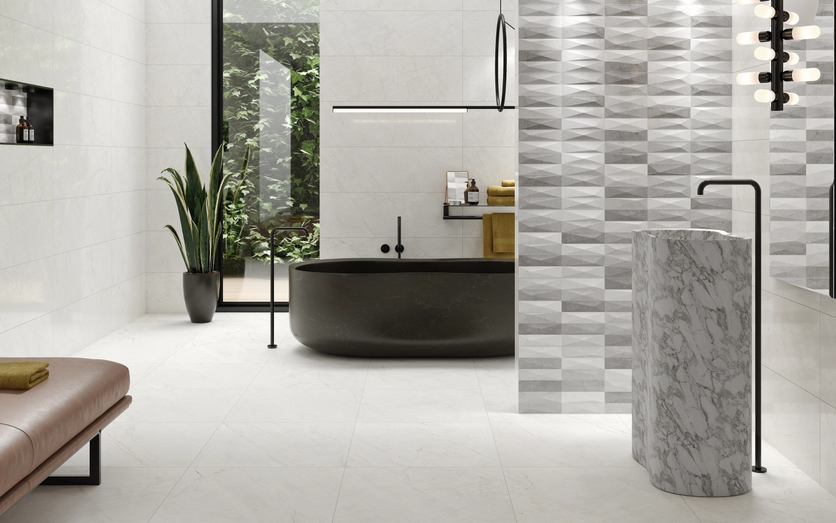 Gres Colorker SKY efekt marmur - aranzacja w eleganckiej lazience