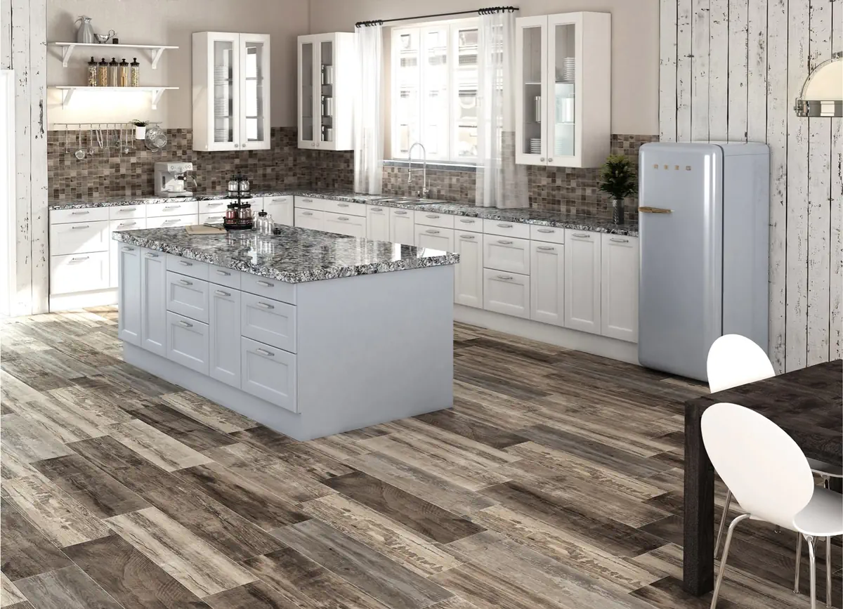 Gres Colorker RETRO efekt drewno - aranzacja w eleganckiej lazience