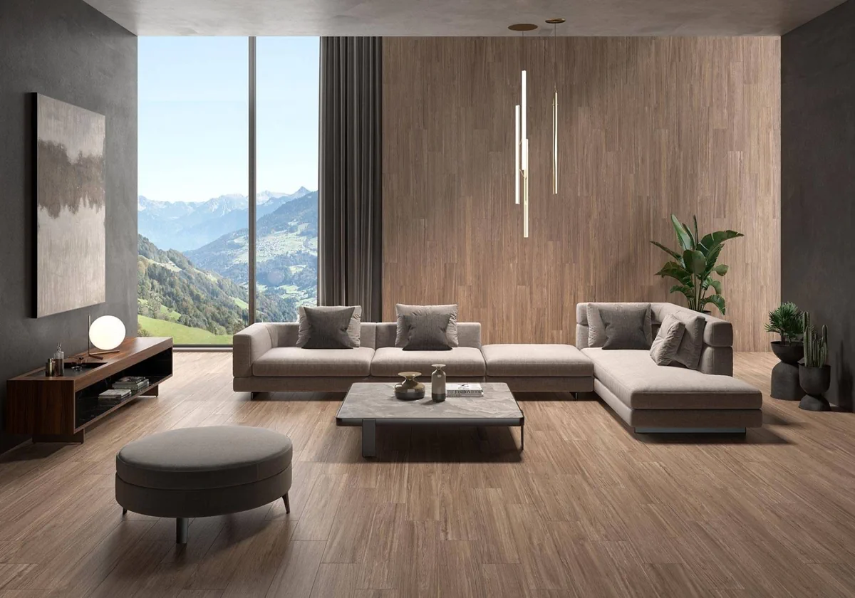 Gres Colorker HILLS efekt drewno - aranzacja w elewacji domu