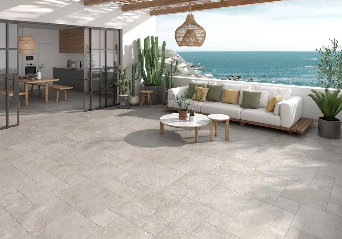 Gres Colorker AGORA efekt kamień - aranzacja w eleganckiej lazience