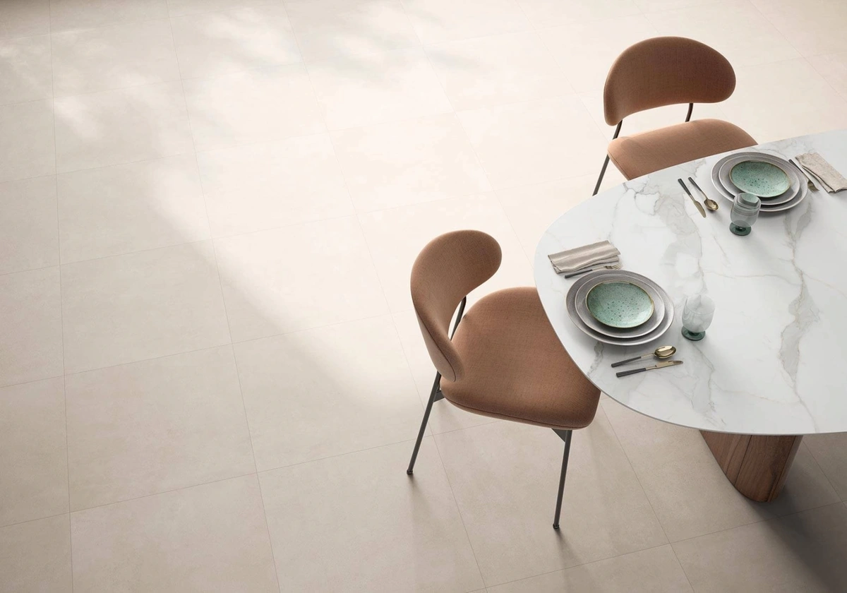 Gres Colorker BROADWAY efekt beton - aranzacja w minimalistycznym wnetrzu