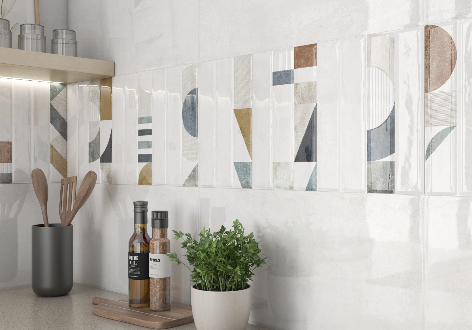 Gres Colorker NUANCE efekt beton - aranzacja w przy kominku