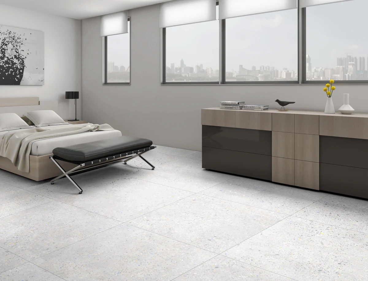 Gres Colorker TAKARA efekt terrazzo - aranzacja w elewacji domu