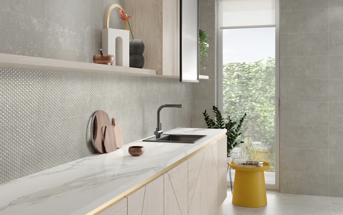 Gres Colorker ASTON efekt beton - aranzacja w elewacji domu