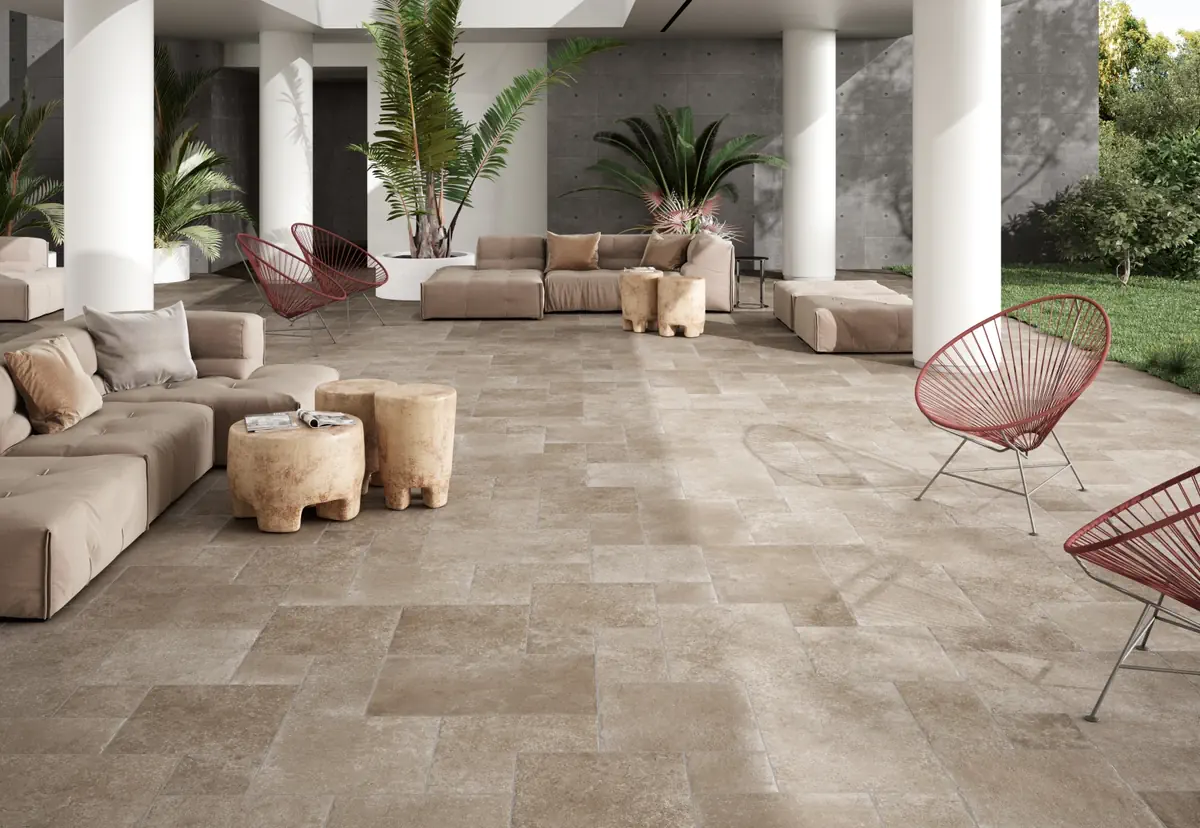 Gres Colorker LOIRA efekt kamień - aranzacja w eleganckiej lazience