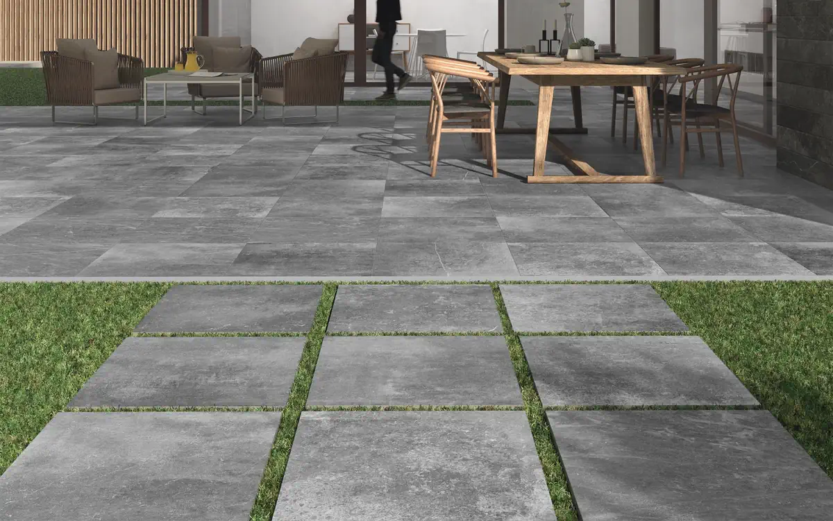 Gres Colorker KAINOS efekt kamień - aranzacja w minimalistycznym wnetrzu