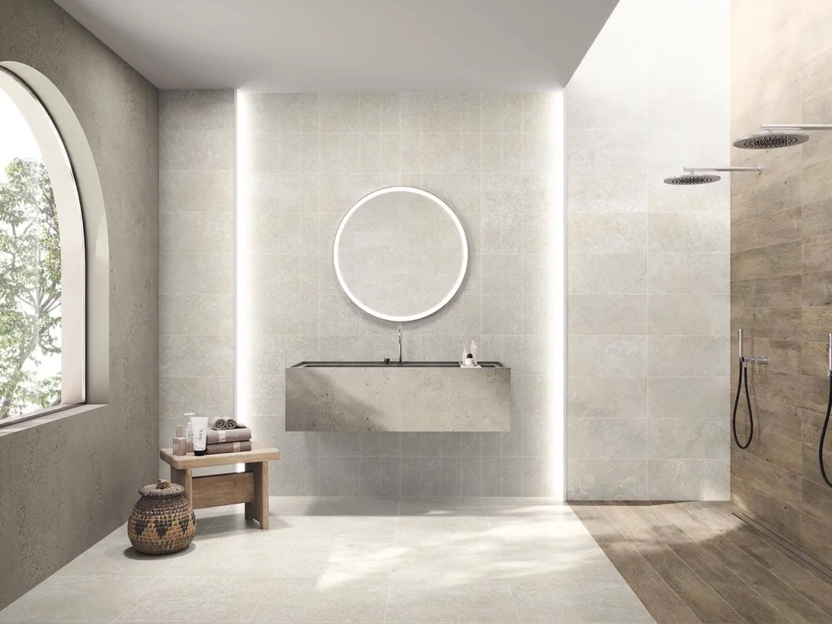 Gres Colorker BELLA STONE efekt kamień - aranzacja w eleganckiej lazience