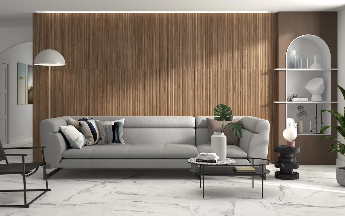 Gres Colorker INSIGNIA efekt marmur - aranzacja w eleganckiej lazience