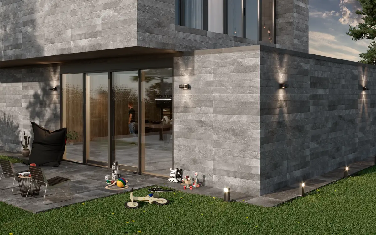 Gres Colorker KAINOS efekt kamień - aranzacja w eleganckiej lazience