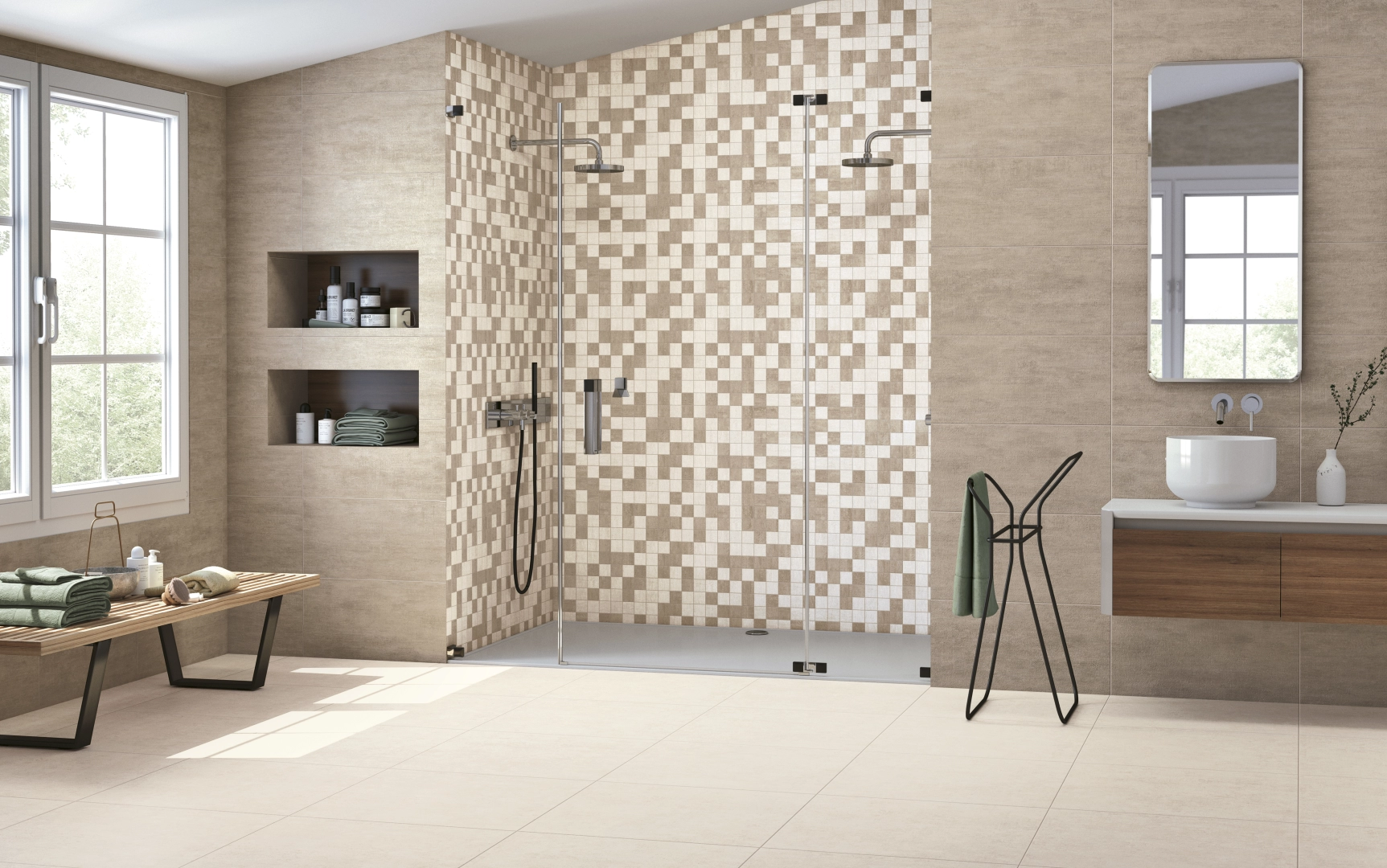 Gres Colorker CONCEPT efekt beton - aranzacja w nowoczesnym salonie