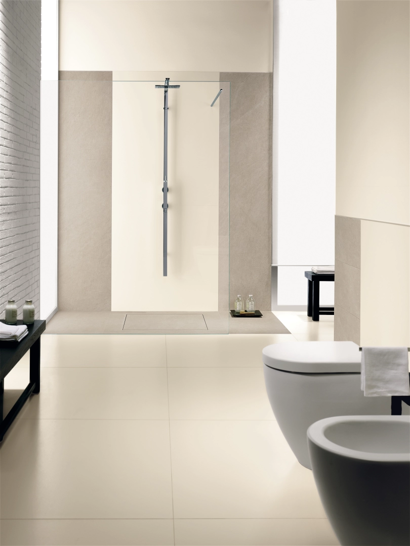 Gres Cotto D'este BLACK-WHITE efekt kamień - aranzacja w minimalistycznym wnetrzu