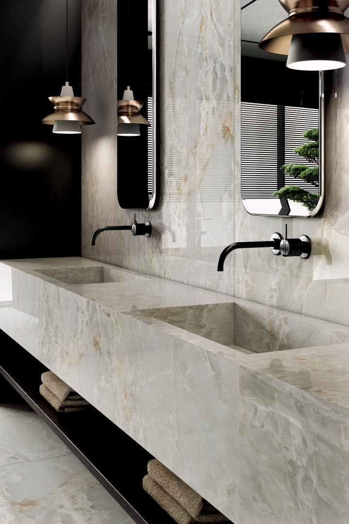 Gres Cotto D'este STARLIGHT efekt marmur - aranzacja w eleganckiej lazience