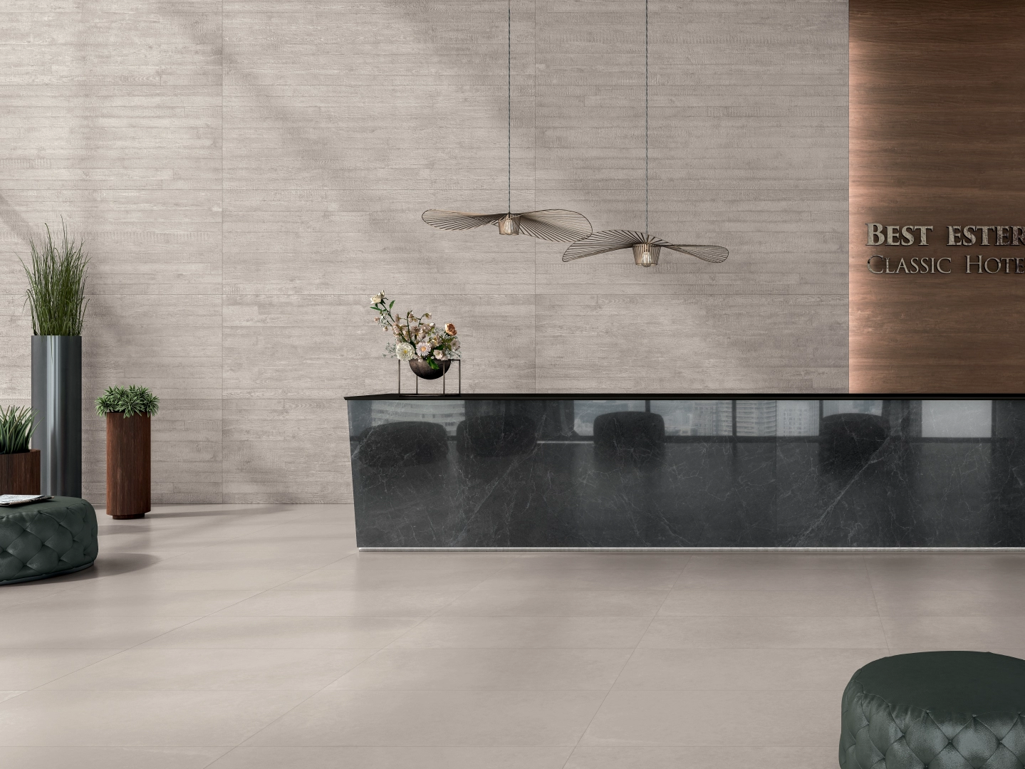 Gres Cotto D'este CEMENT PROJECT efekt beton - aranzacja w minimalistycznym wnetrzu