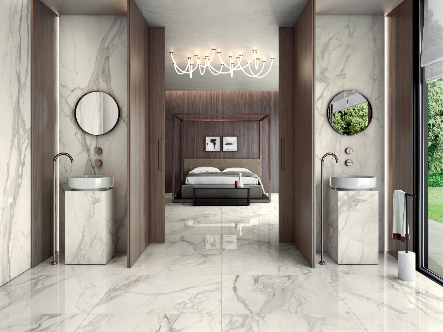 Gres Cotto D'este STARLIGHT efekt marmur - aranzacja w eleganckiej lazience