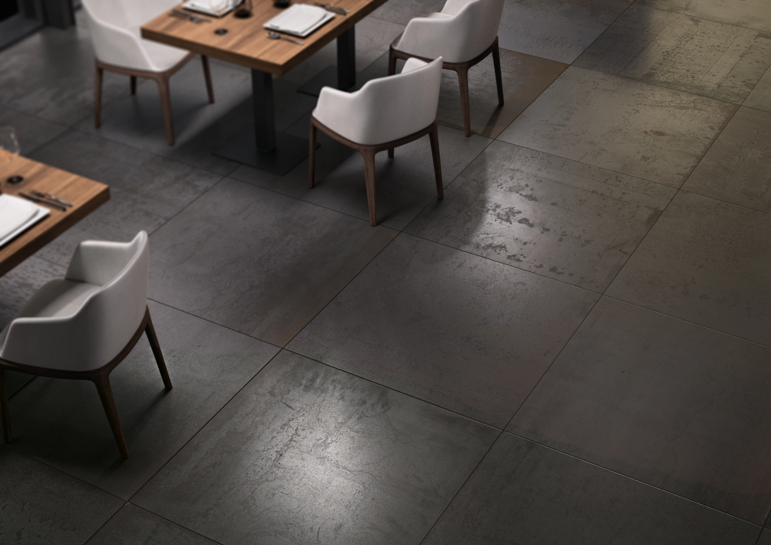 Gres Cotto D'este METAL efekt metal - aranzacja w przy kominku