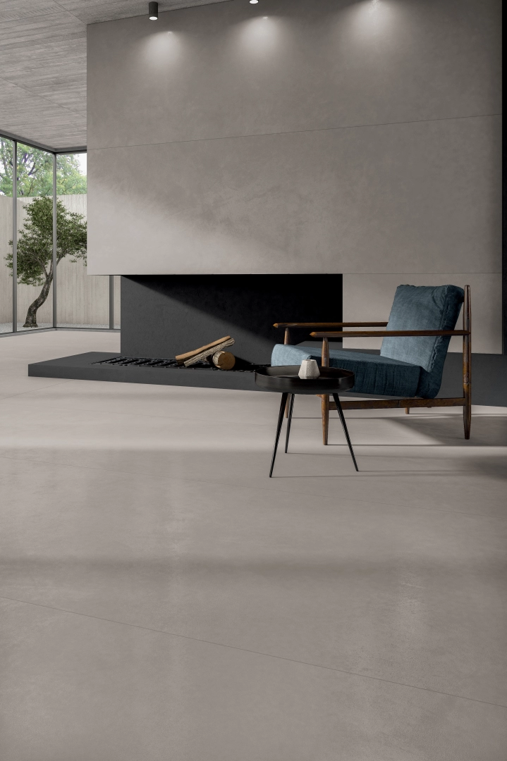 Gres Cotto D'este CEMENT PROJECT efekt beton - aranzacja w elewacji domu