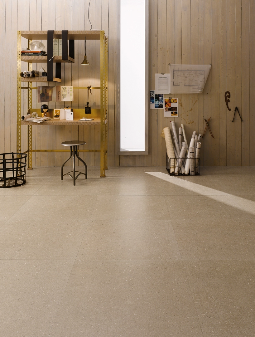 Gres Cotto D'este CLUNY efekt beton - aranzacja w eleganckiej lazience