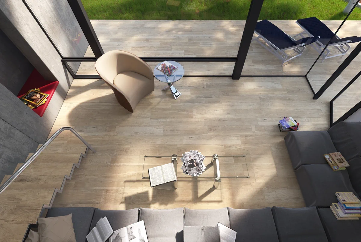 Gres Delconca MONTEVERDE efekt drewno, kamień - aranzacja w eleganckiej lazience
