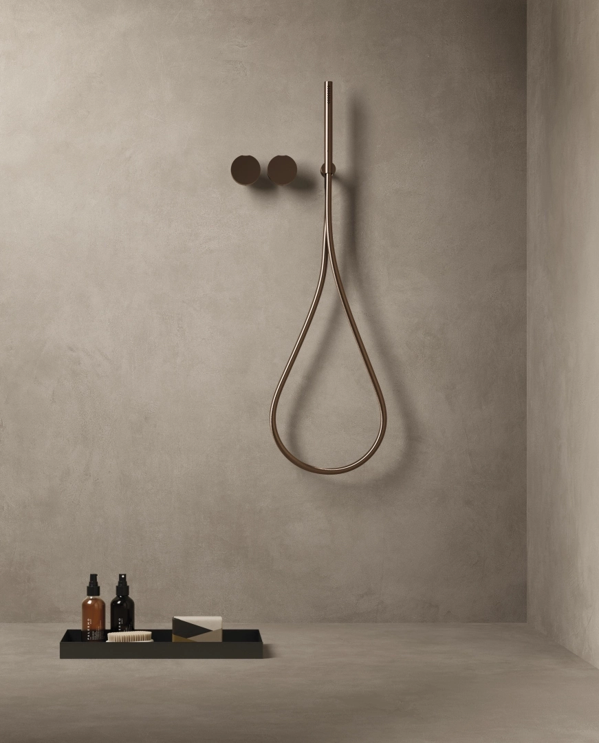 Gres Delconca TIMELINE efekt beton, kolor - aranzacja w eleganckiej lazience