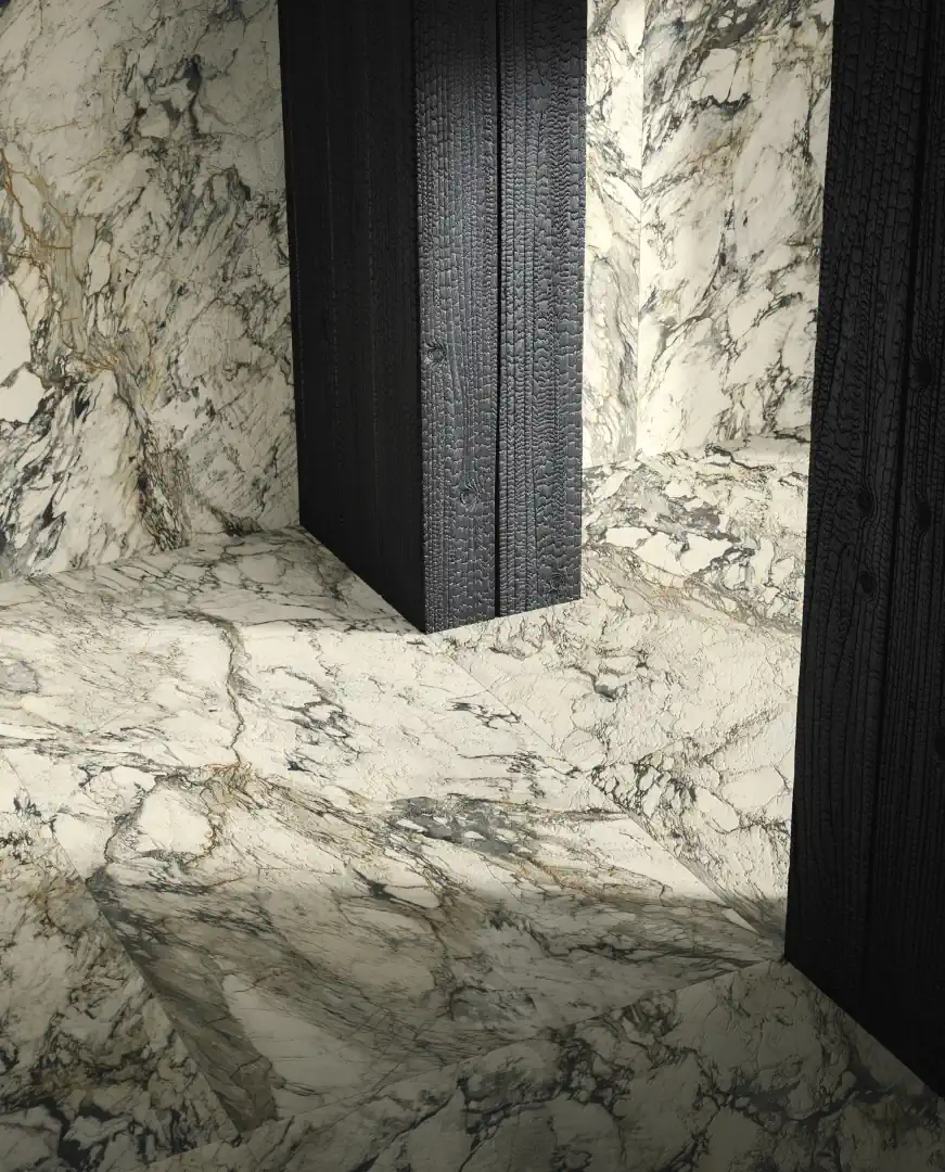 Gres Delconca MARBLE EDITION efekt kamień, marmur - aranzacja w nowoczesnym salonie