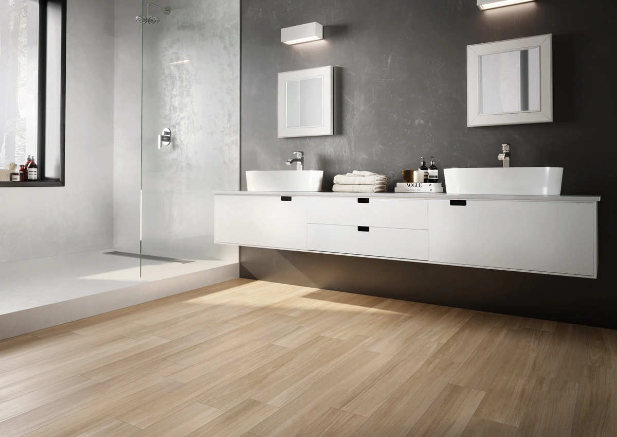 Gres Emil SLEEK WOOD efekt drewno - aranzacja w elewacji domu