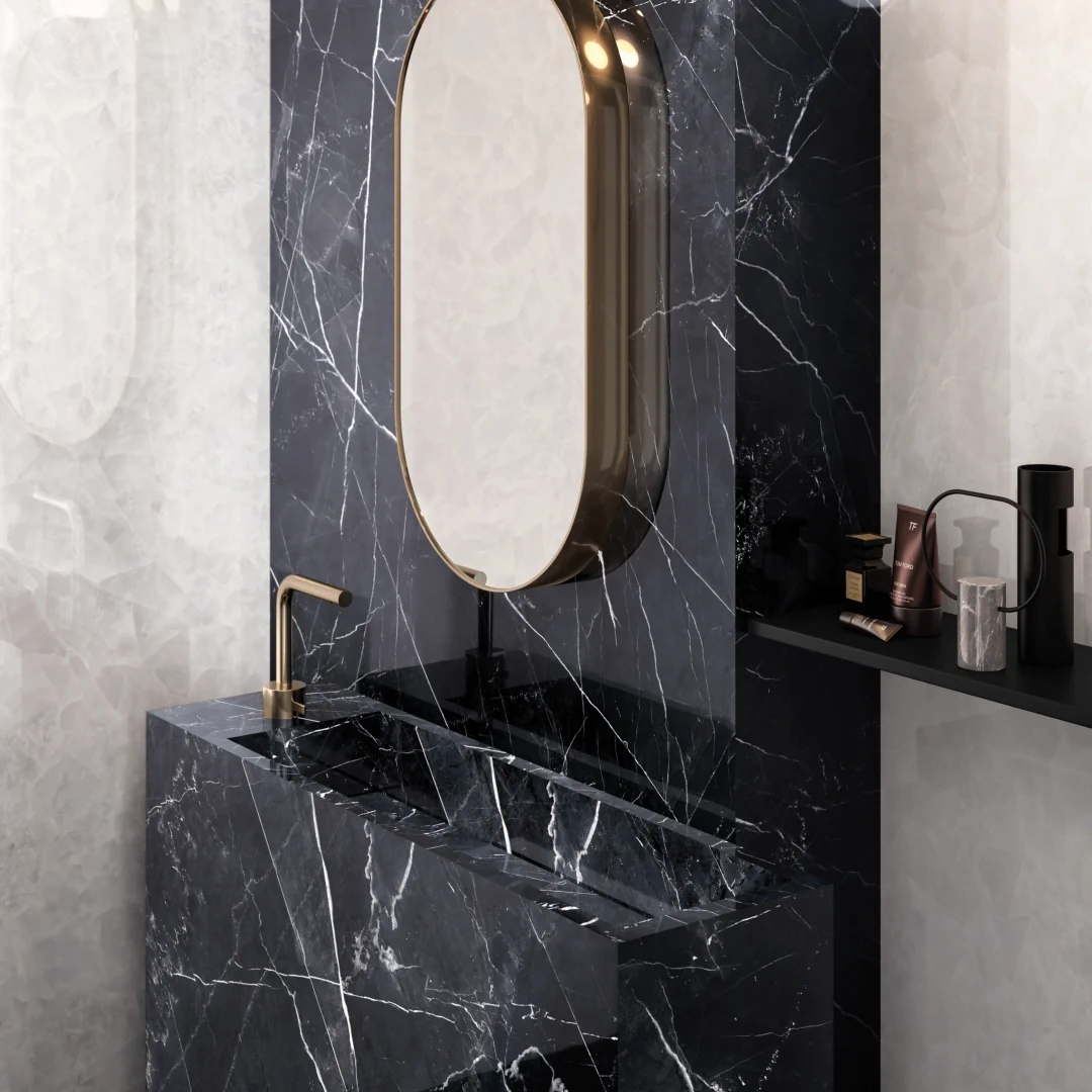 Gres Emil TELE DI MARMO REVOLUTION efekt marmur - aranzacja w eleganckiej lazience