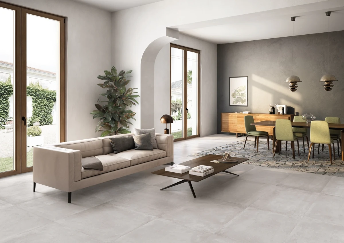 Gres Emil BE-SQUARE efekt kamień - aranzacja w eleganckiej lazience