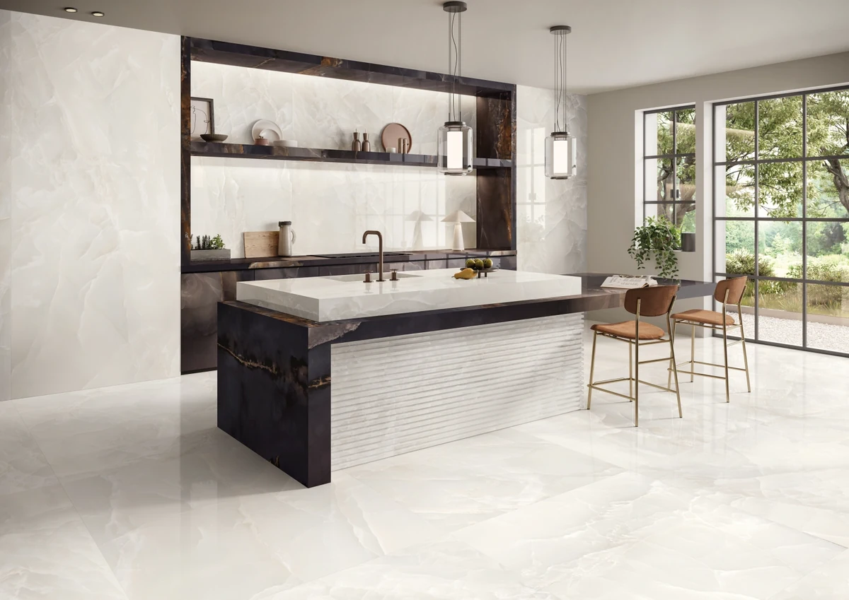 Gres Emil TELE DI MARMO ONYX efekt marmur - aranzacja w eleganckiej lazience