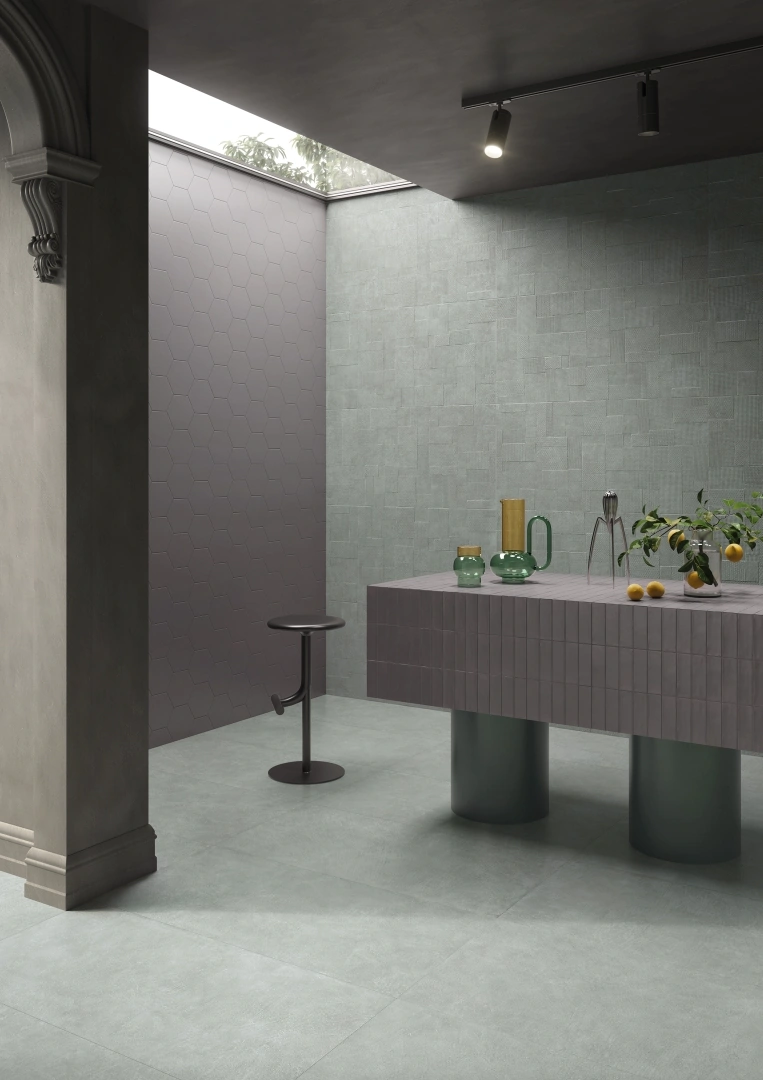Gres Emil SIXTY efekt kamień, beton - aranzacja w eleganckiej lazience