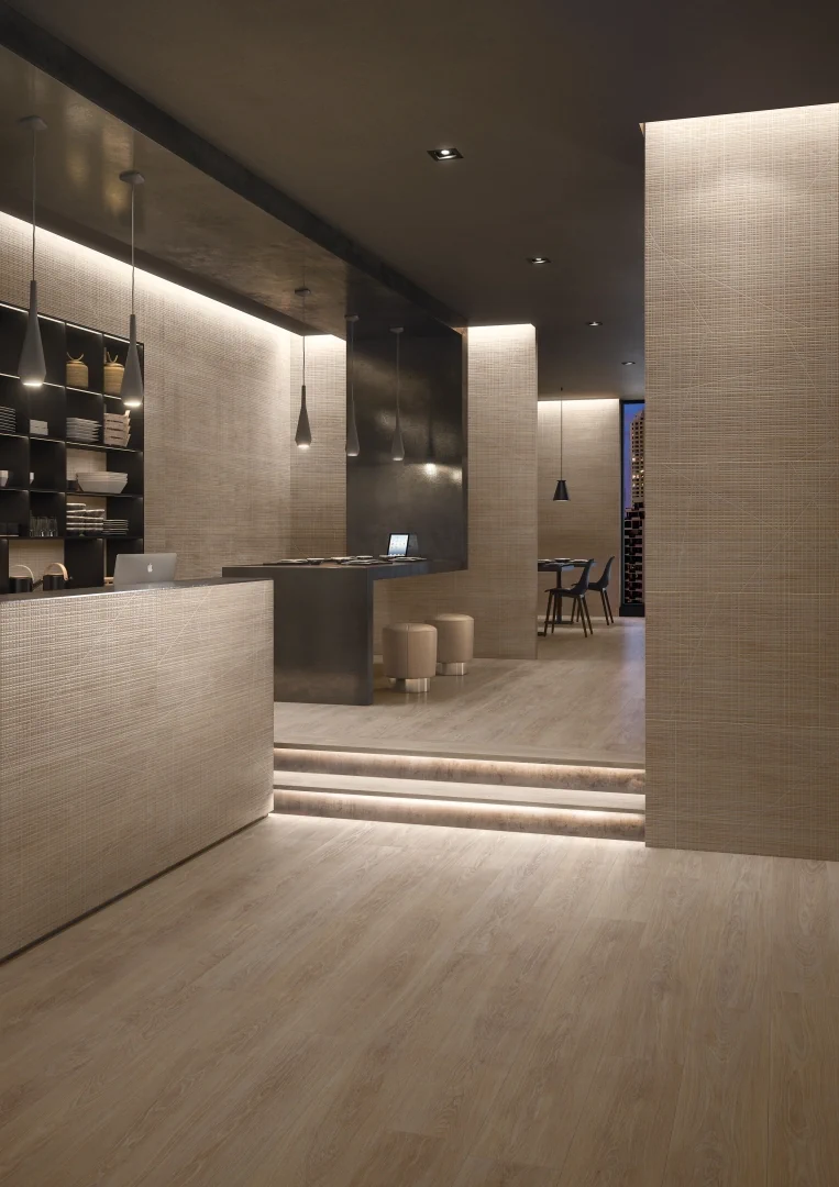 Gres Ergon WOODTOUCH efekt drewno - aranzacja w elewacji domu