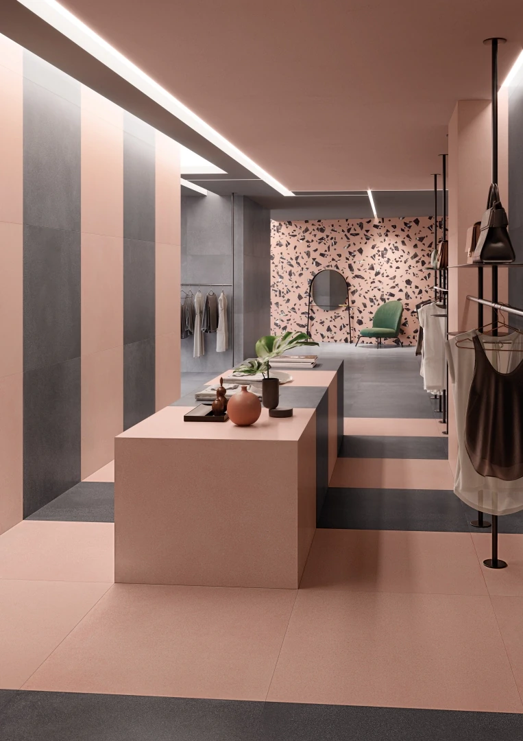 Gres Ergon MEDLEY efekt terrazzo - aranzacja w elewacji domu
