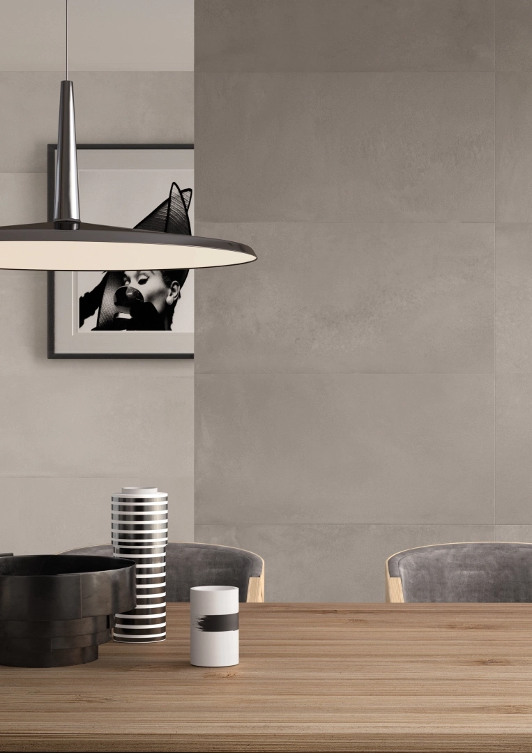 Gres Ergon TR3ND efekt beton, drewno - aranzacja w eleganckiej lazience