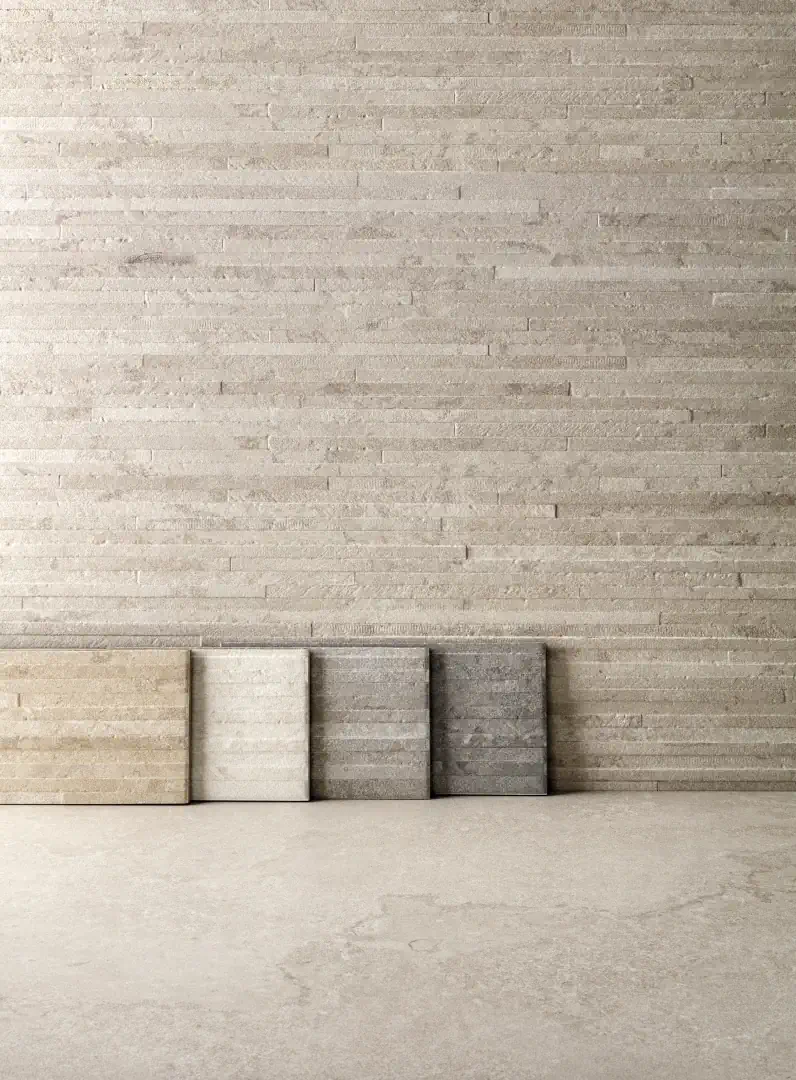 Gres Ergon PORTLAND STONE efekt kamień - aranzacja w przestronnym holu