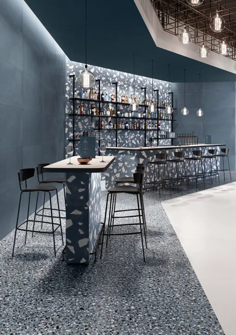 Gres Ergon MEDLEY efekt terrazzo - aranzacja w eleganckiej lazience