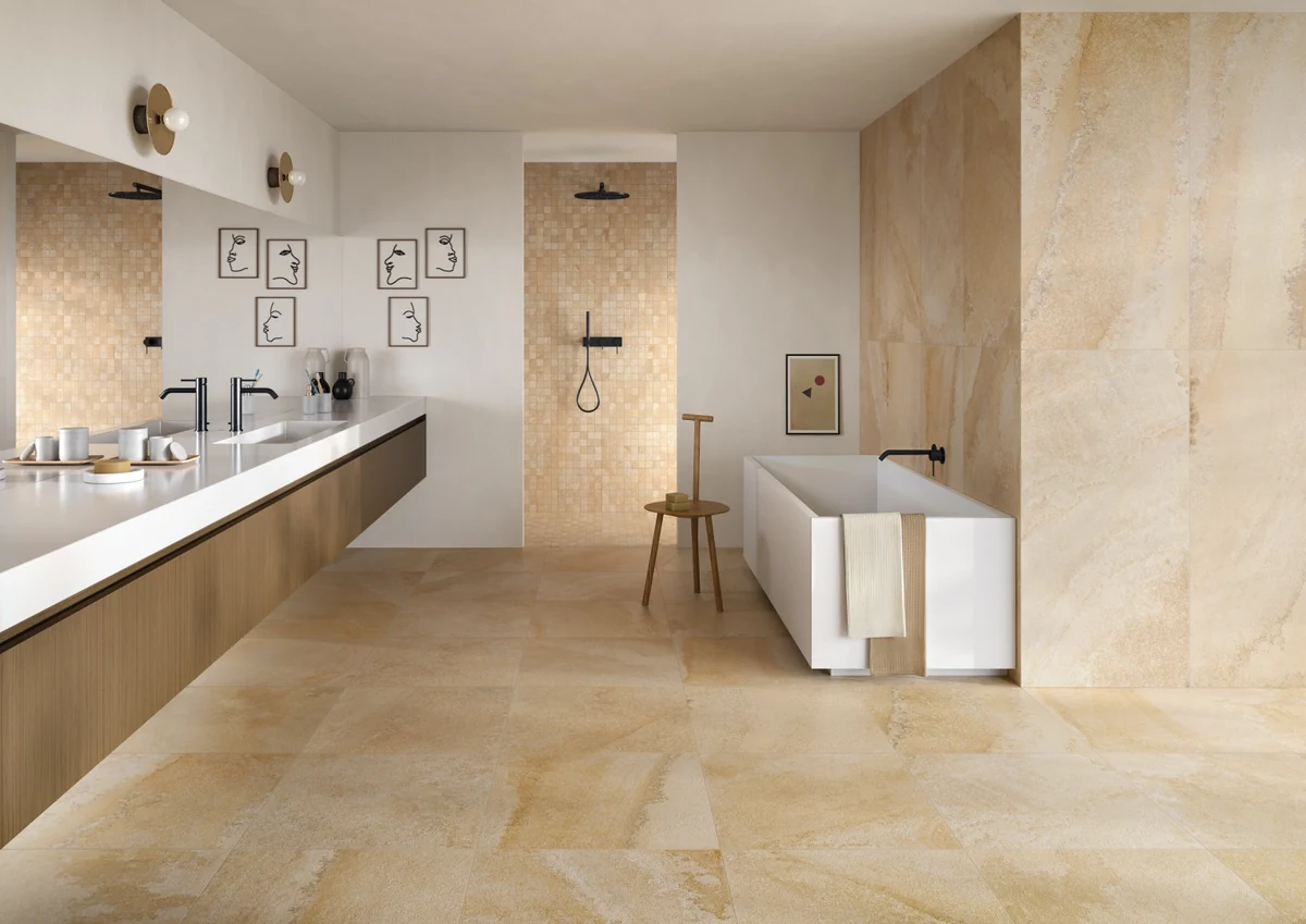 Gres Ergon CORNERSTONE ALPEN efekt beton - aranzacja w elewacji domu