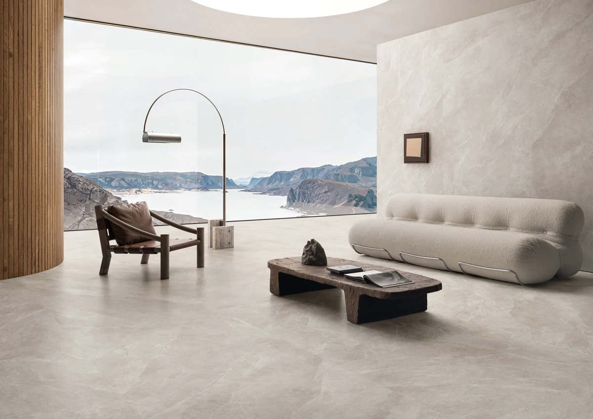 Gres Ergon CORNERSTONE EVOLUTION efekt kamień - aranzacja w eleganckiej lazience