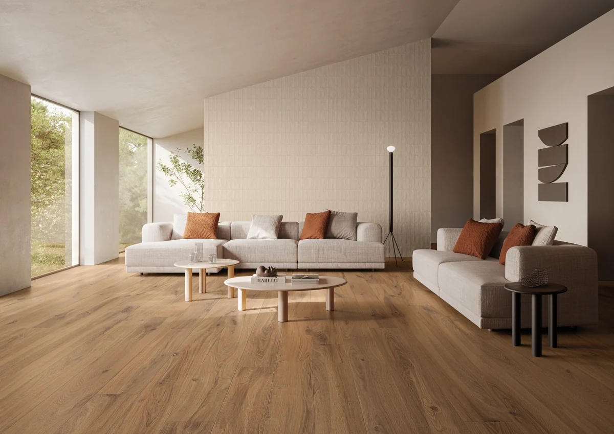 Gres Ergon I-WOOD efekt drewno - aranzacja w eleganckiej lazience