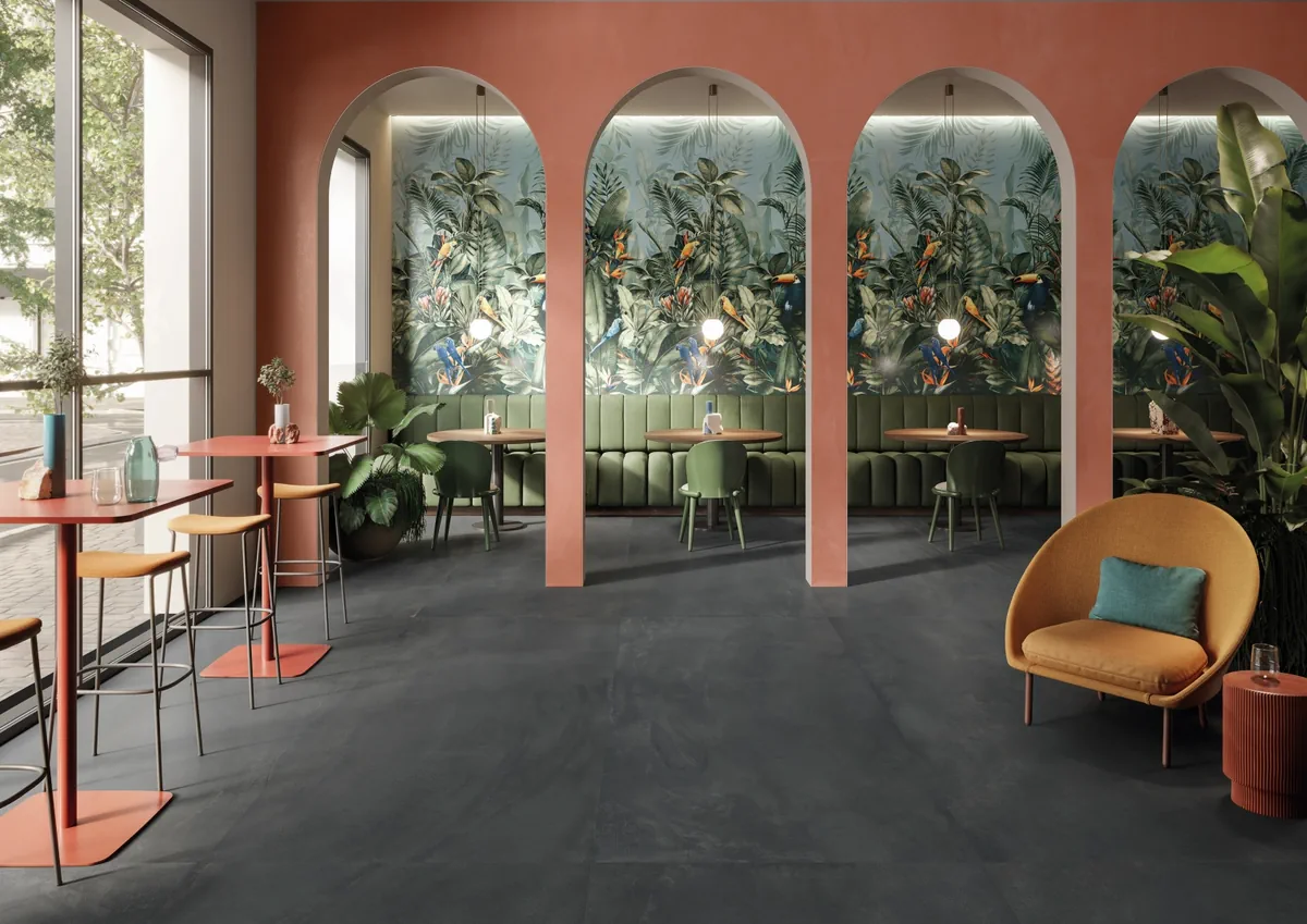 Gres Ergon PIGMENTO efekt beton - aranzacja w eleganckiej lazience