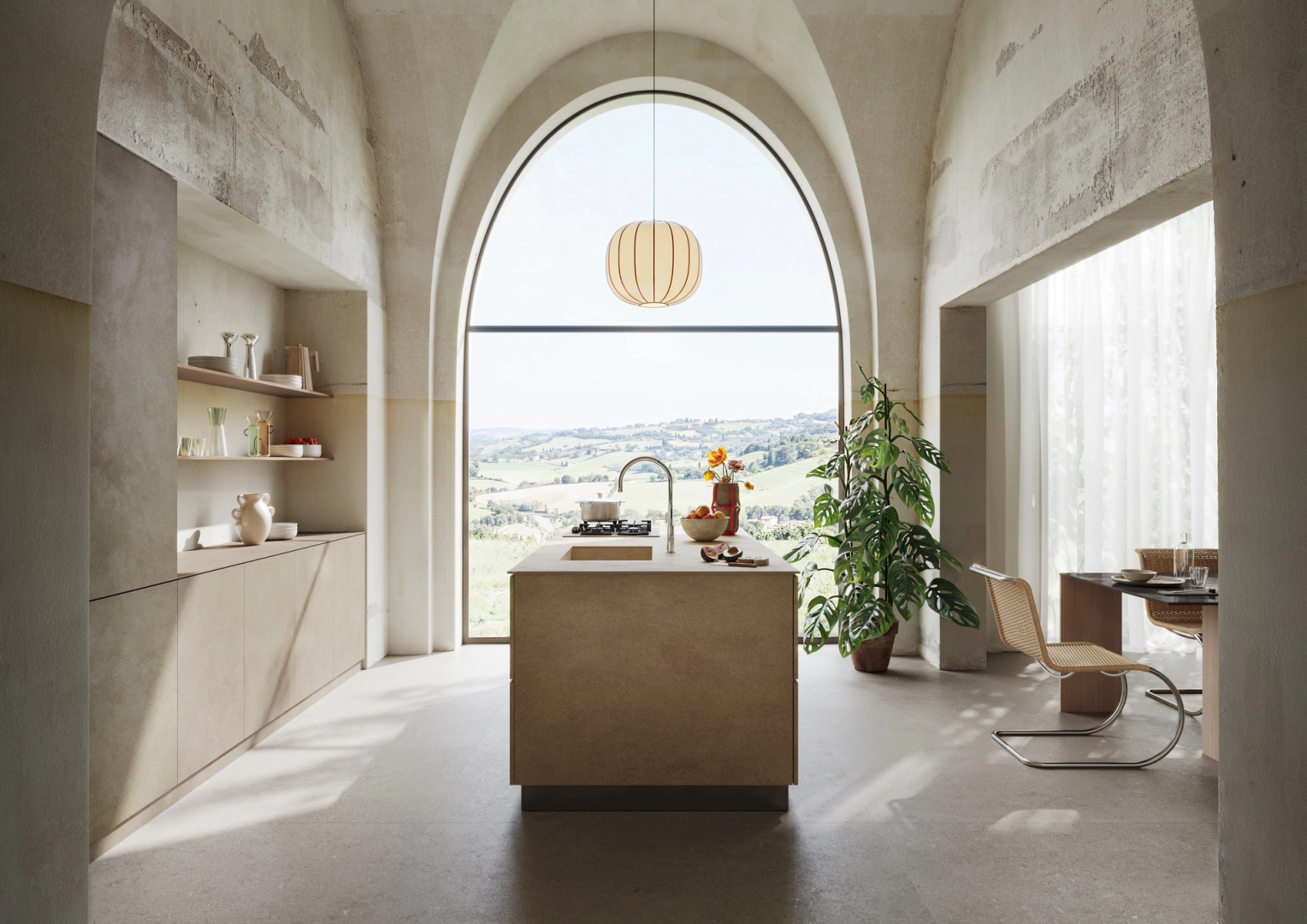 Marazzi Grande Concrete Look gres o efekcie betonu w nowoczesnym apartamencie