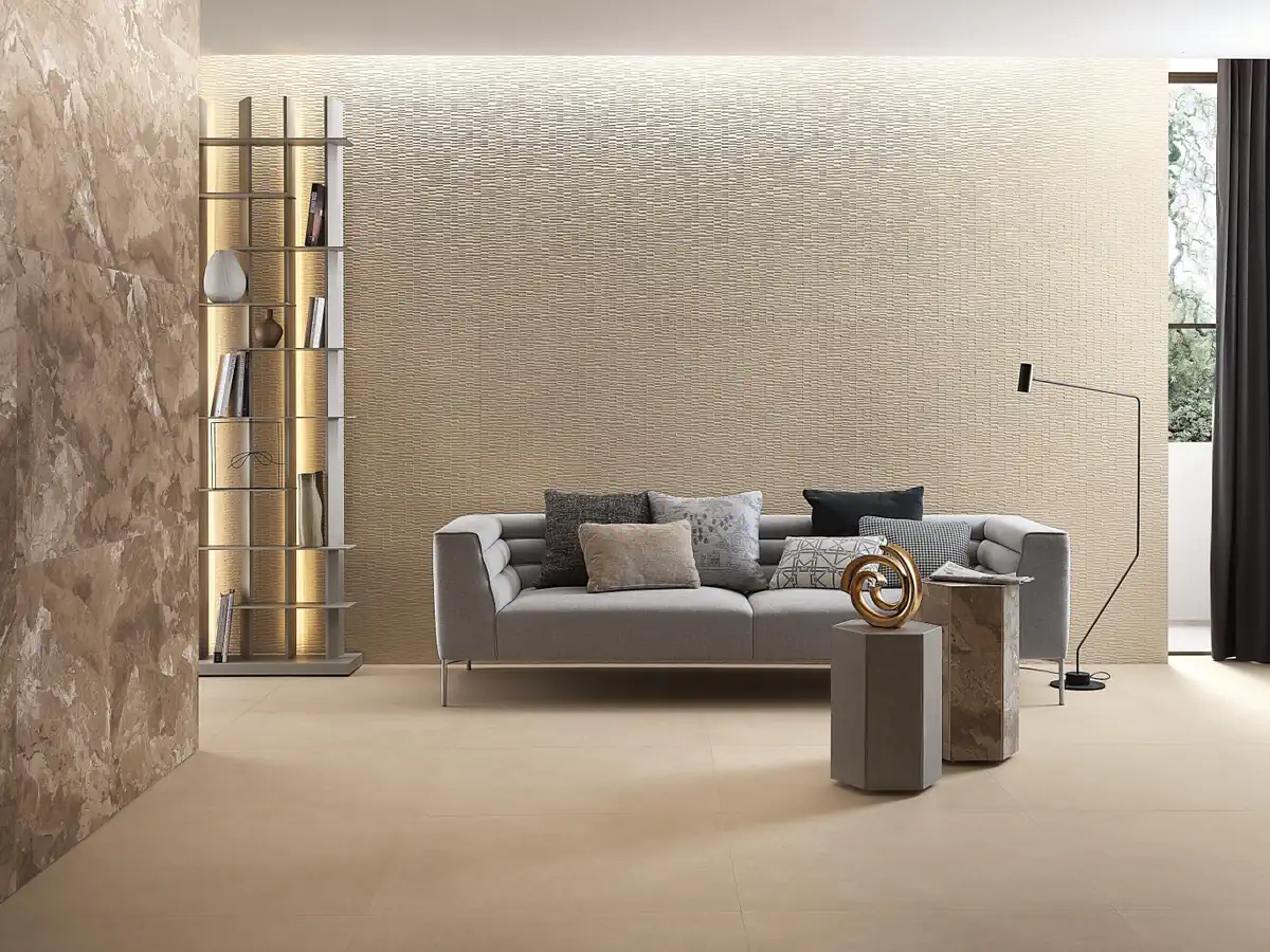 Gres Fap SHEER efekt beton - aranzacja w minimalistycznym wnetrzu