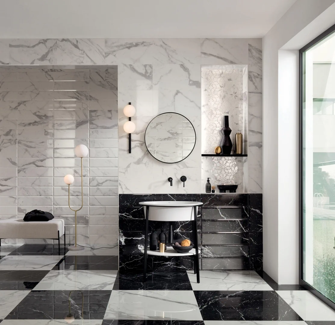 Gres Fap ROMA GOLD efekt marmur - aranzacja w elewacji domu