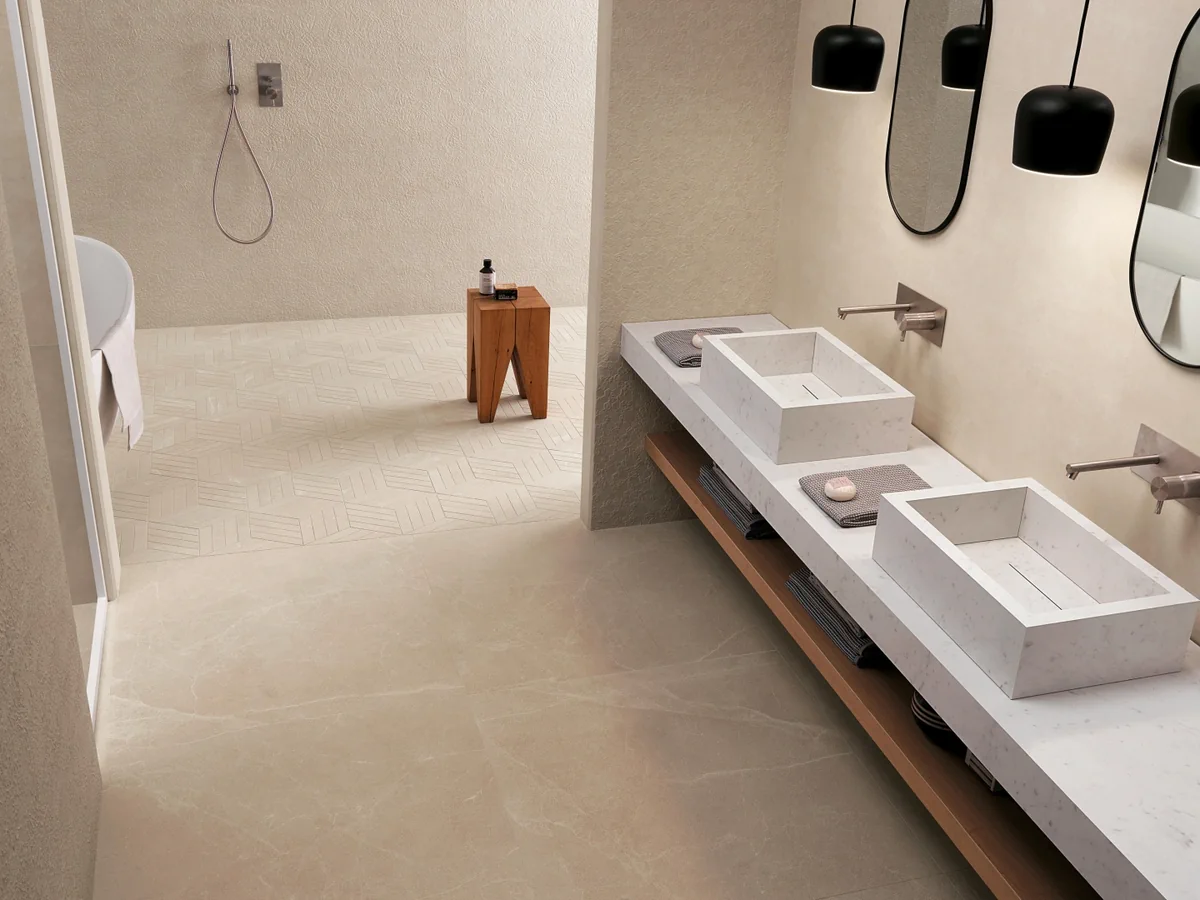 Gres Fap BLOOM efekt beton - aranzacja w eleganckiej lazience