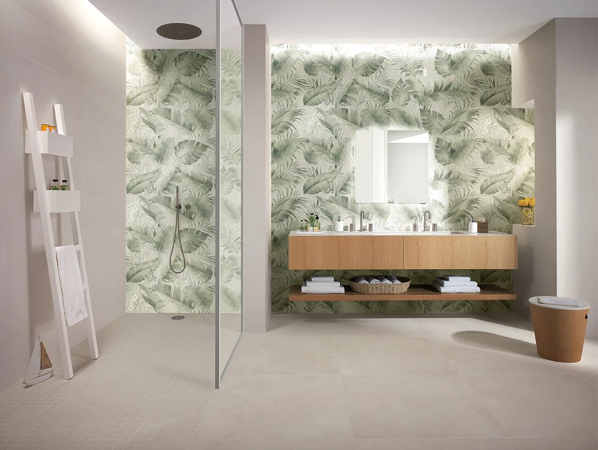 Gres Fap DECO&MORE efekt tapeta - aranzacja w nowoczesnym salonie