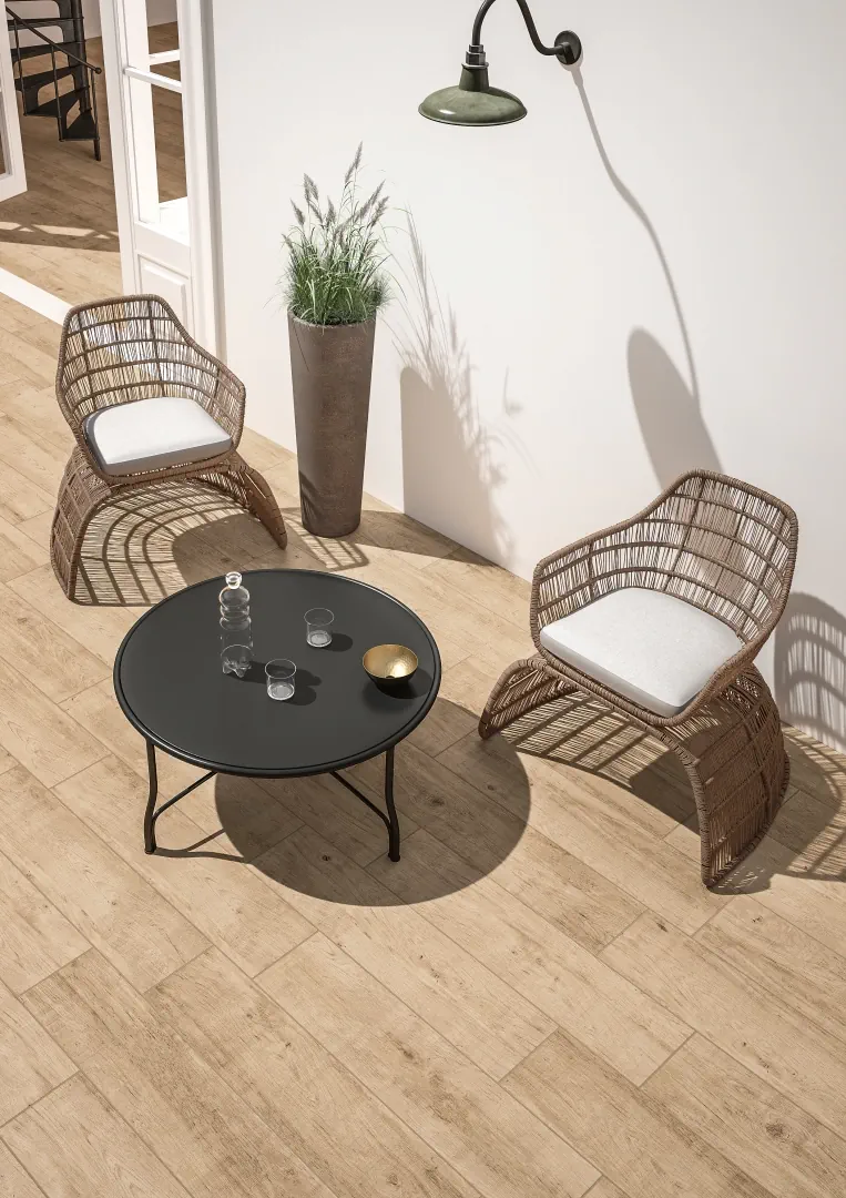 Gres Graniti Fiandre BOIS URBAIN efekt drewno - aranzacja w eleganckiej lazience