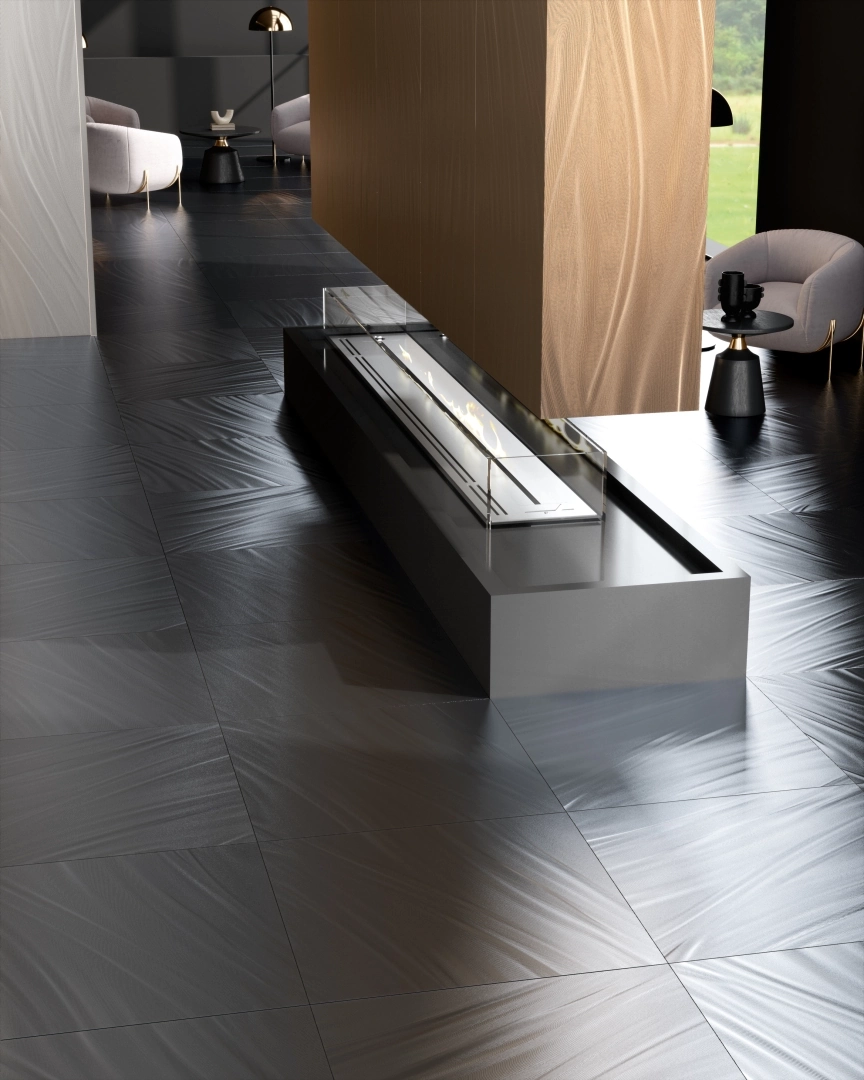 Gres Graniti Fiandre LUCE efekt metal - aranzacja w elewacji domu